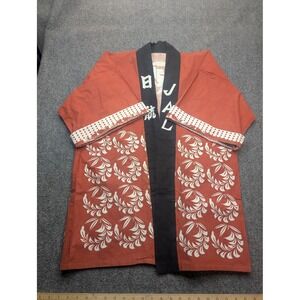 JAL Jacket Mens 2XL Orange Happi Coat Kimono Festival Japan Airlines Floral